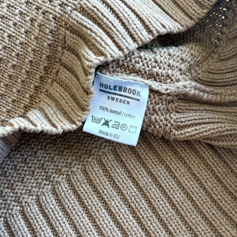 Holebrook Sweden Cotton Knit Turtleneck Sweater Taupe Neutral Sz S Granola Girl - Picture 6 of 8